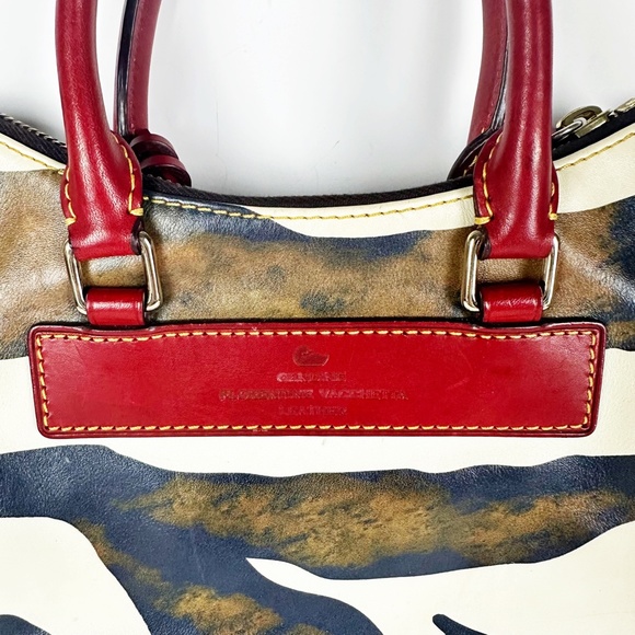 Dooney & Bourke Zebra Print Red Leather Hobo Western Satchel Crossbody Bag Purse - Picture 8 of 16